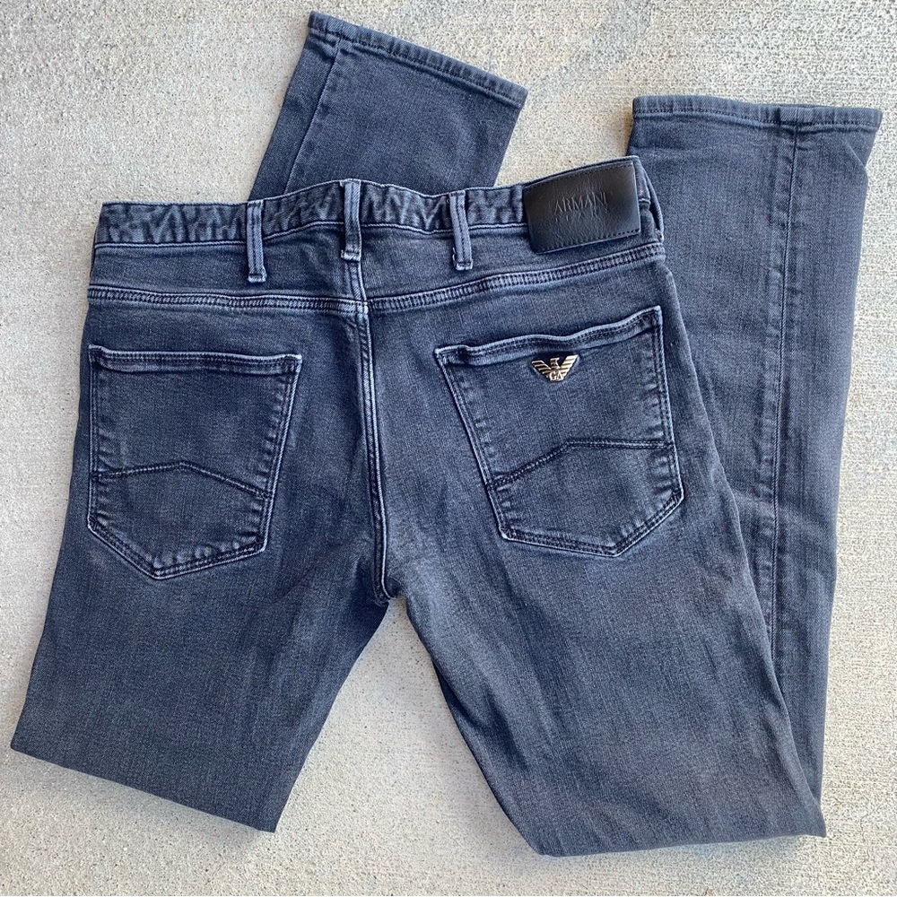 Armani Jeans Men's Faded Black / Dark Gray Slim Fit Jeans Size 30 x 32